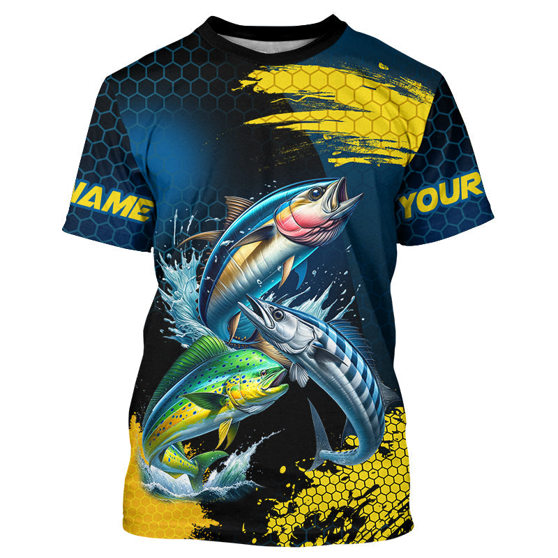 Blue and Yellow Camo Mahi Mahi ( Dorado), Wahoo, Tuna fishing custom saltwater fishing NQS9036