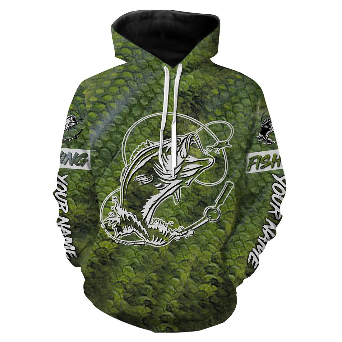 Bass Fishing Scale Tatoo Customize Name All Over Printed And Women Personalized Fishing Gift NQS240