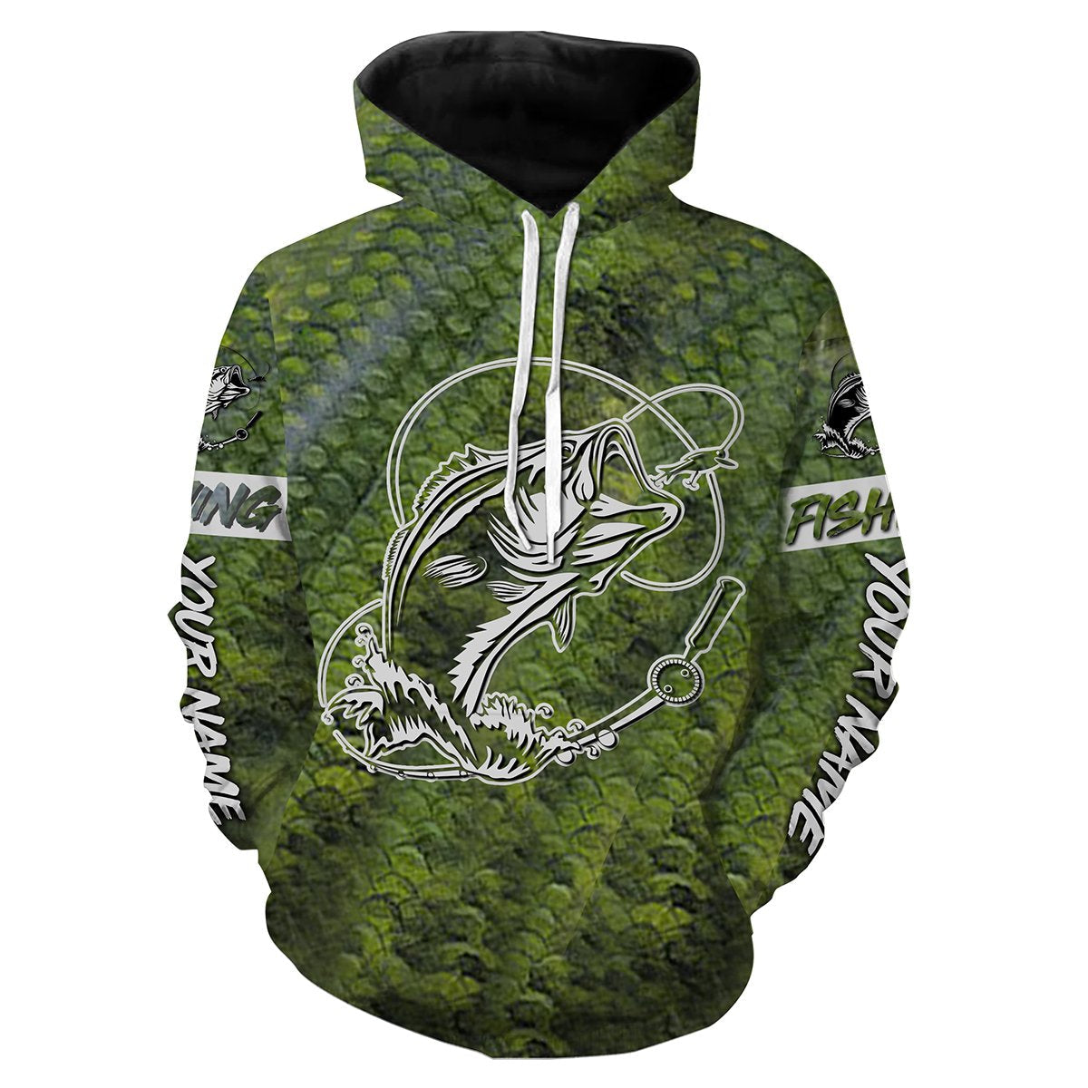 Bass Fishing Scale Tatoo Customize Name All Over Printed And Women Personalized Fishing Gift NQS240
