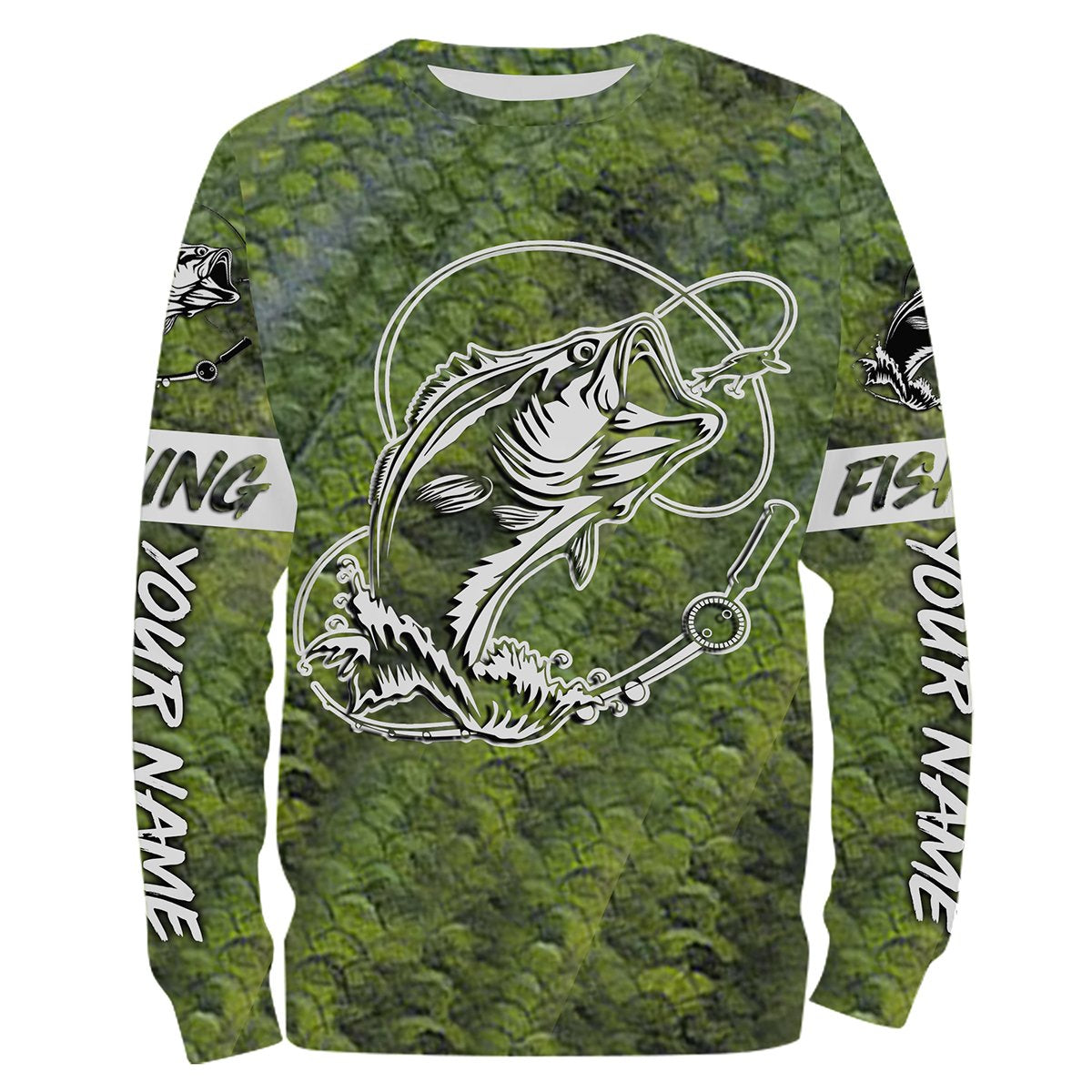 Bass Fishing Scale Tatoo Customize Name All Over Printed And Women Personalized Fishing Gift NQS240