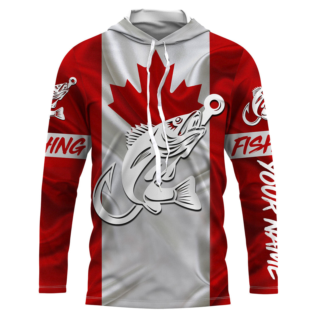 Canada Walleye Fishing tattoo Custom long sleeve performance fishing, Walleye fishing NQS3360