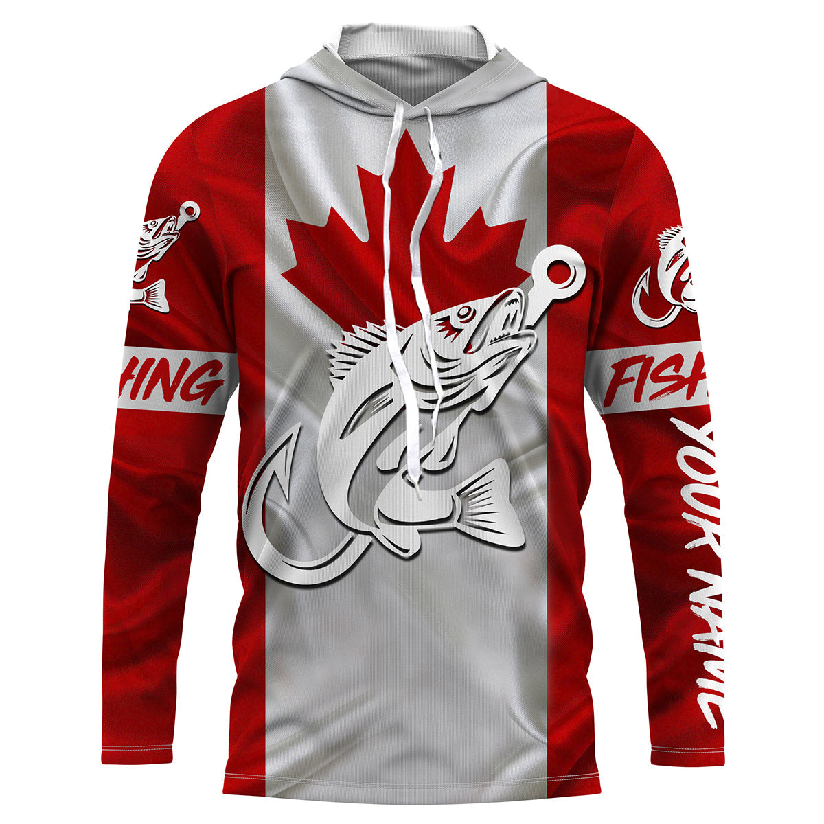 Canada Walleye Fishing tattoo Custom long sleeve performance fishing, Walleye fishing NQS3360