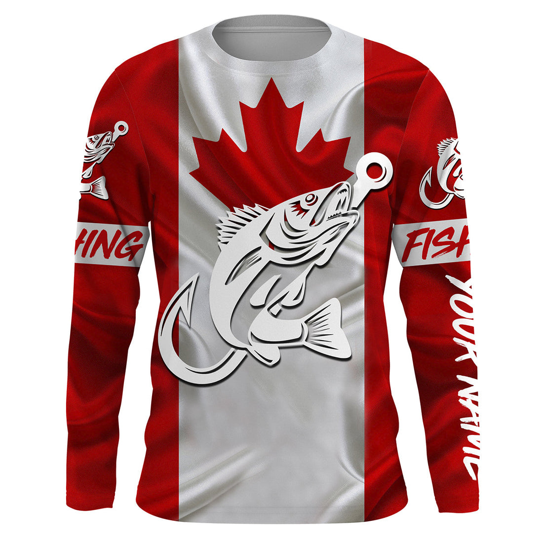 Canada Walleye Fishing tattoo Custom long sleeve performance fishing, Walleye fishing NQS3360