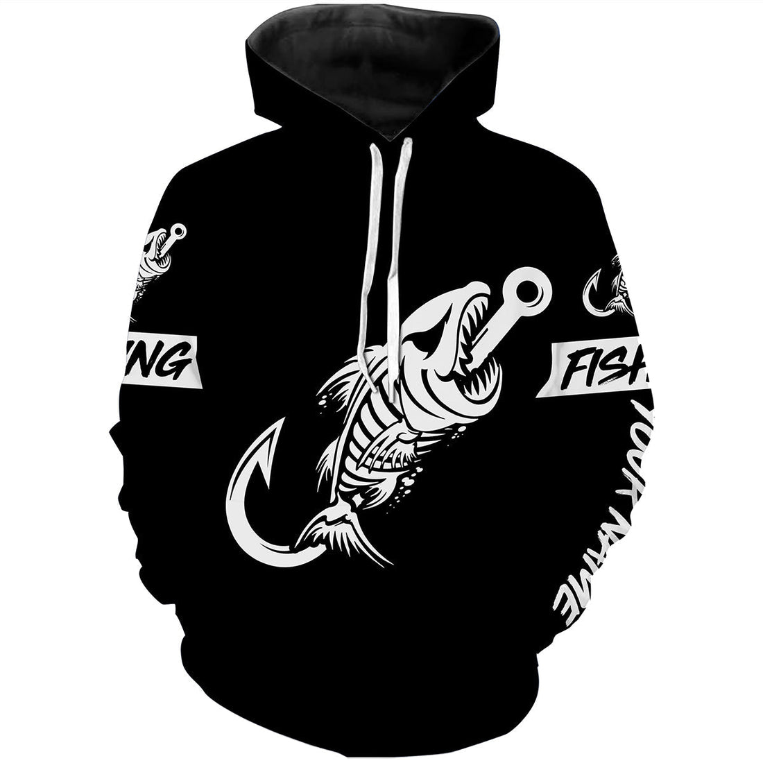 Black Fish hook skull fish reaper skeleton Custom name fishing | - NPQ777