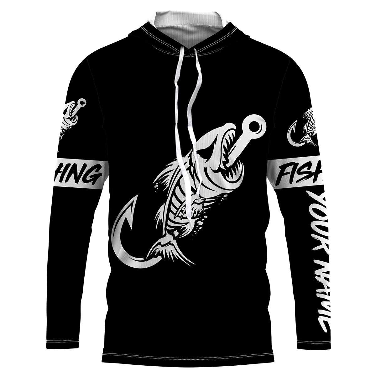 Customized black Fish hook skull reaper sun protection performance long sleeve fishing NQS3518