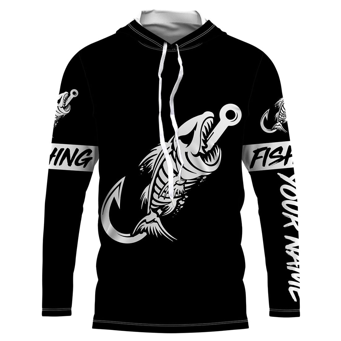 Customized black Fish hook skull reaper sun protection performance long sleeve fishing NQS3518