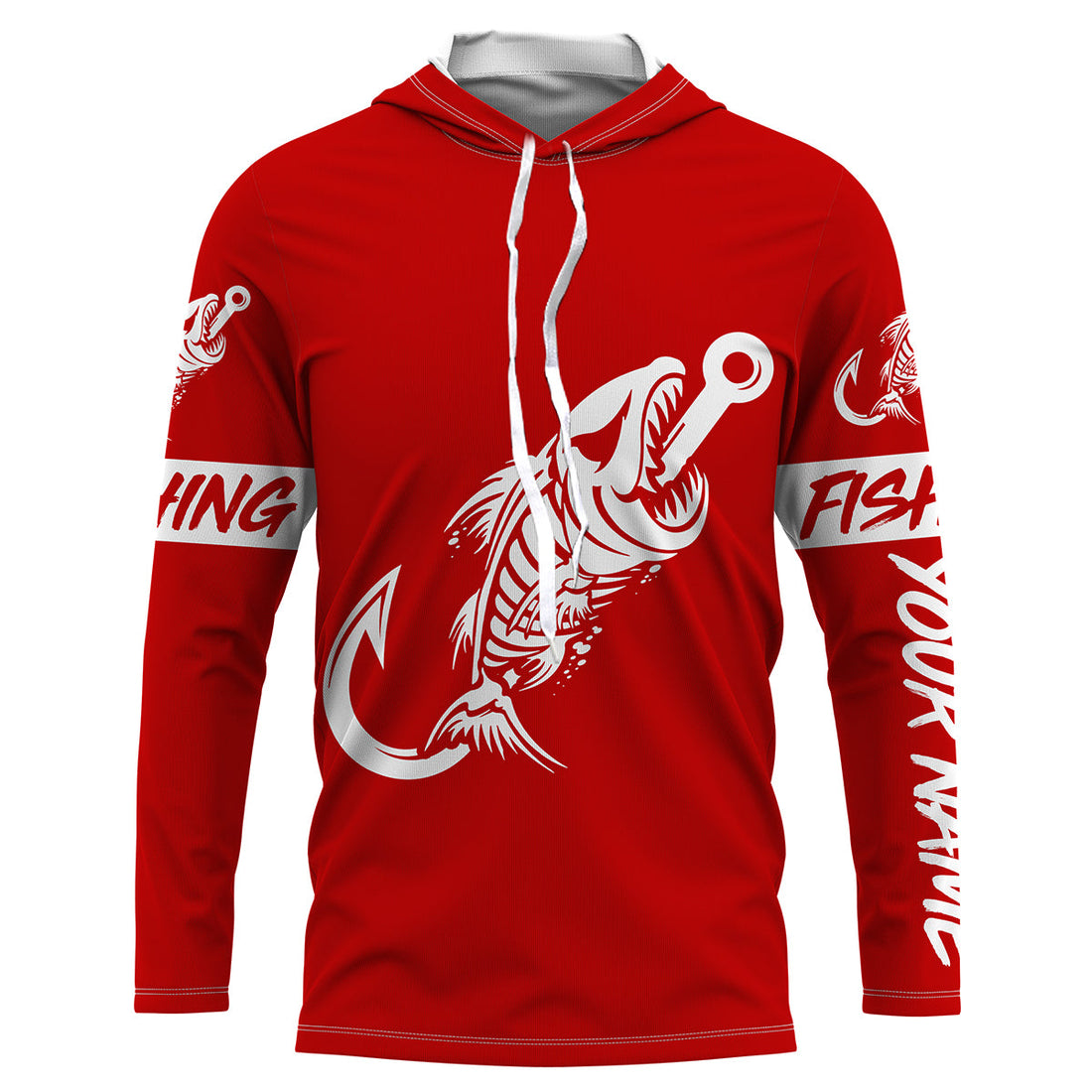 Customized Red Fish hook skull reaper sun protection performance long sleeve fishing NQS3519