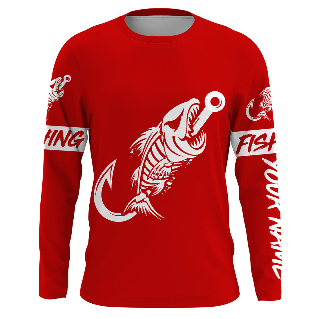 Customized Red Fish hook skull reaper sun protection performance long sleeve fishing NQS3519