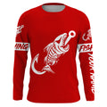 Customized Red Fish hook skull reaper sun protection performance long sleeve fishing NQS3519
