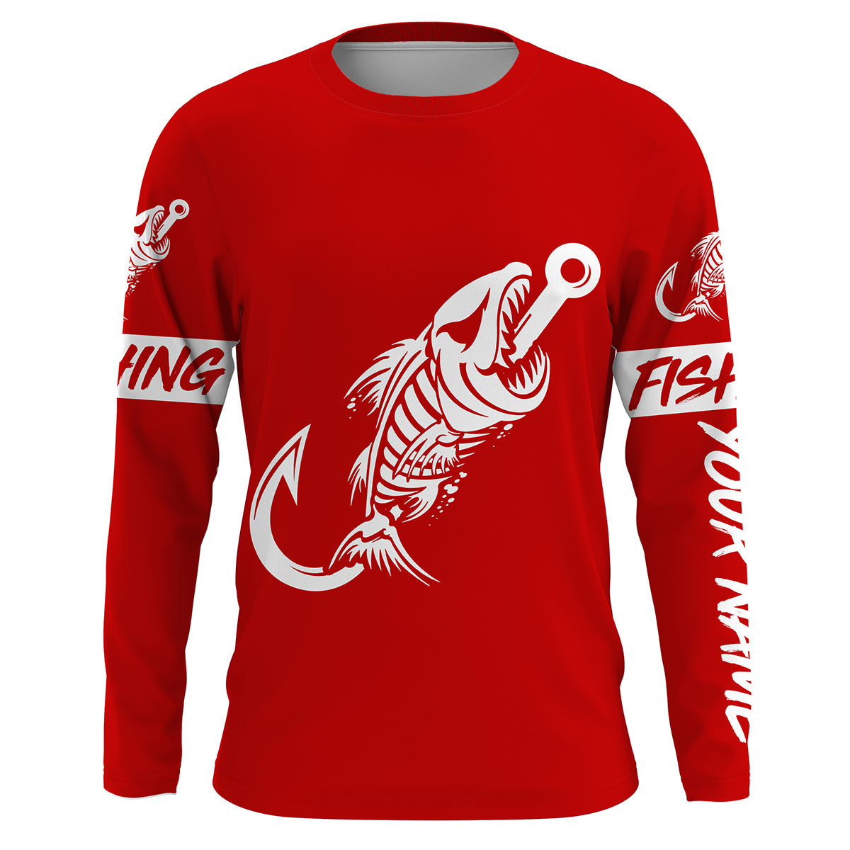 Customized Red Fish hook skull reaper sun protection performance long sleeve fishing NQS3519