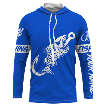 Customized Blue Fish hook skull reaper sun protection performance long sleeve fishing NQS3520