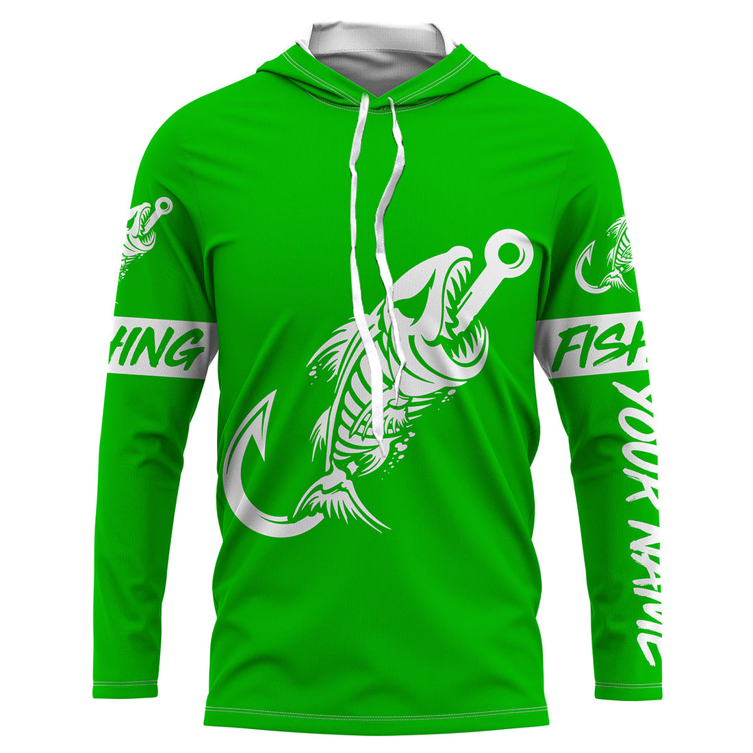 Customized Green Fish hook skull reaper sun protection performance long sleeve fishing NQS3521
