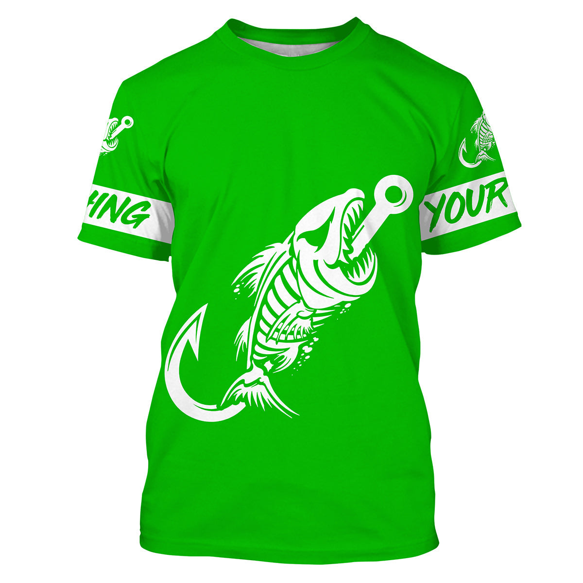 Customized Green Fish hook skull reaper sun protection performance long sleeve fishing NQS3521