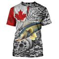 Canadian Flag Walleye Ice Fishing camo Custom long sleeve performance Walleye Fishing NQS6706