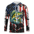 Walleye fishing black American flag Custom UV protection performance long sleeve fishing NQS9277