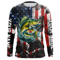 Walleye fishing black American flag Custom UV protection performance long sleeve fishing NQS9277
