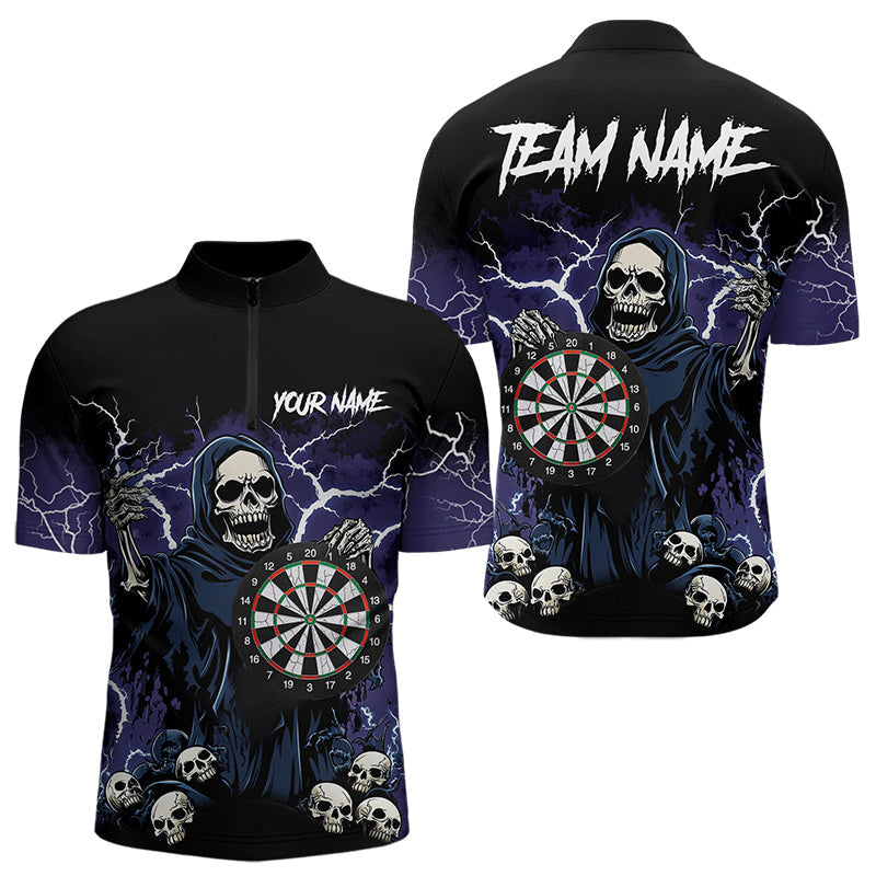 Purple Lightning Thunder Skull Darts, Custom Team Darts Outfit NQS9446