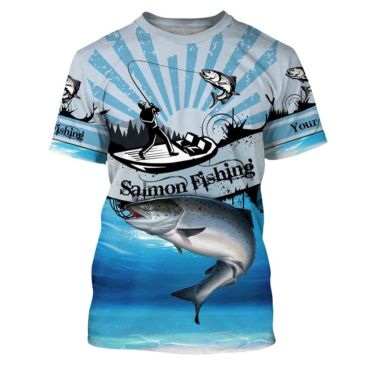Salmon fishing blue Custom Name 3D All over Printed UV Protection, custom fishing gifts NQS3008