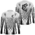 Black and white Largemouth Bass fishing scales Custom performance long sleeve Bass fishing NQS7361