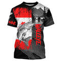 Canadian Flag Walleye Fishing Custom long sleeve performance Fishing, Walleye fishing NQS7362