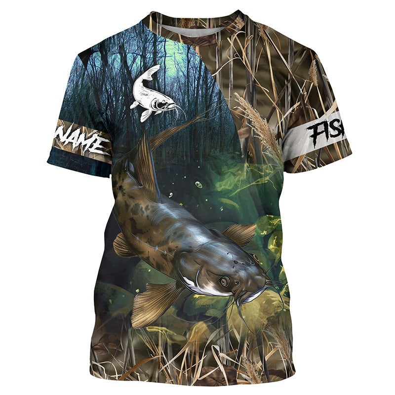 Flathead Catfish Fishing Custom Camouflage long sleeve Fishing, Personalized Catfish Fishing Gift NQS324