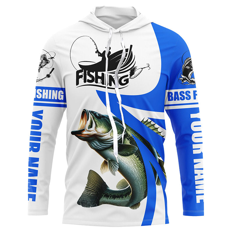 Largemouth bass fishing Custom Name sun protection long sleeve fishing, women | Blue NQS3268