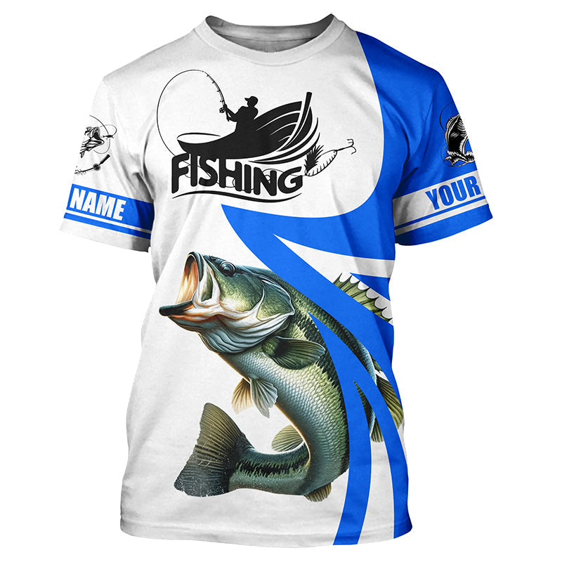 Largemouth bass fishing Custom Name sun protection long sleeve fishing, women | Blue NQS3268