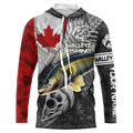 Canadian Flag Walleye Fishing Custom long sleeve performance Fishing, Walleye Fishing NQS3530