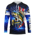 Walleye Fishing 3D American Flag patriotic blue galaxy Custom Walleye long sleeve Fishing NQS7935