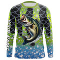 Largemouth Bass Fishing scales customize name performance UV protection long sleeves fishing NQS643