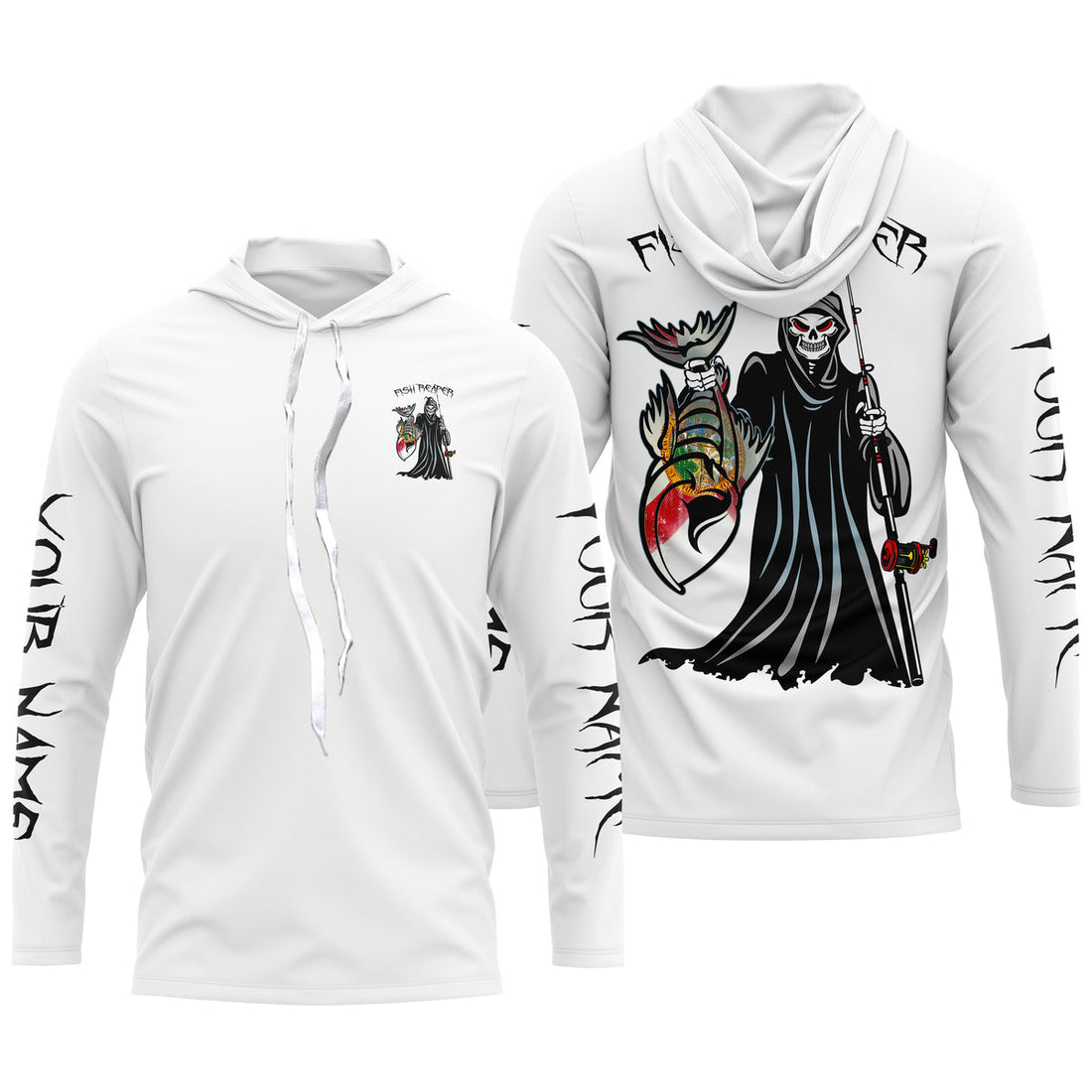 Fish reaper skull Florida flag custom name patriotic sun protection long sleeve fishing NQS3829