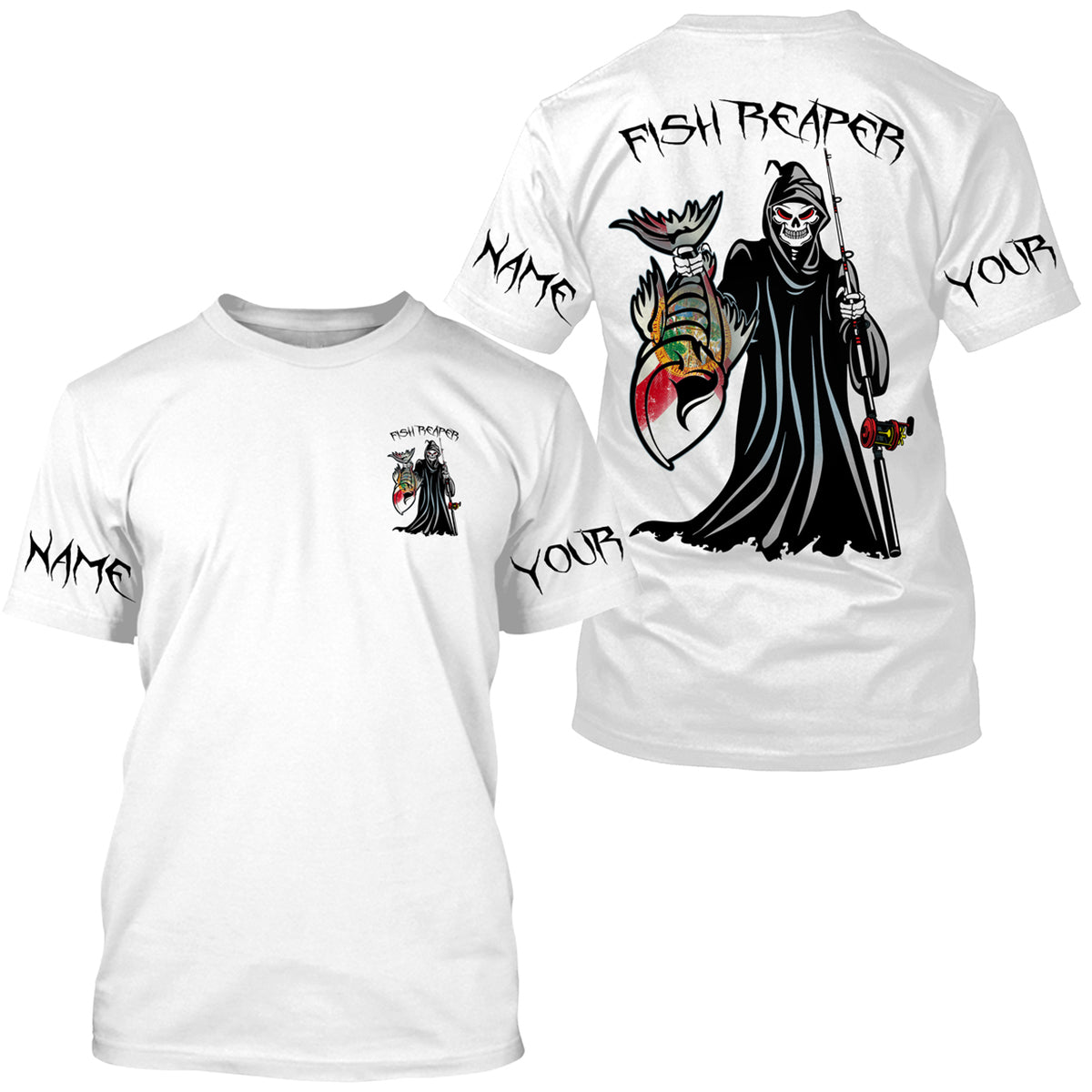 Fish reaper skull Florida flag custom name patriotic sun protection long sleeve fishing NQS3829