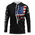 US fishing fish on black American flag UV protection Customize performance long sleeve fishing NQS6233