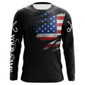 US fishing fish on black American flag UV protection Customize performance long sleeve fishing NQS6233