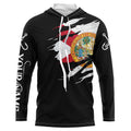 FL fishing fish on black Florida flag UV protection Customize performance long sleeve fishing NQS6234