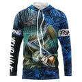 Largemouth bass Fishing blue camo customize name UV protection long sleeves fishing apparel NQS2310