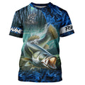 Largemouth bass Fishing blue camo customize name UV protection long sleeves fishing apparel NQS2310