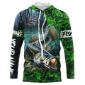 Largemouth bass Fishing green camo UV protection customize name long sleeves fishing apparel NQS2311