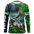 Largemouth bass Fishing green camo UV protection customize name long sleeves fishing apparel NQS2311
