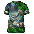 Largemouth bass Fishing green camo UV protection customize name long sleeves fishing apparel NQS2311