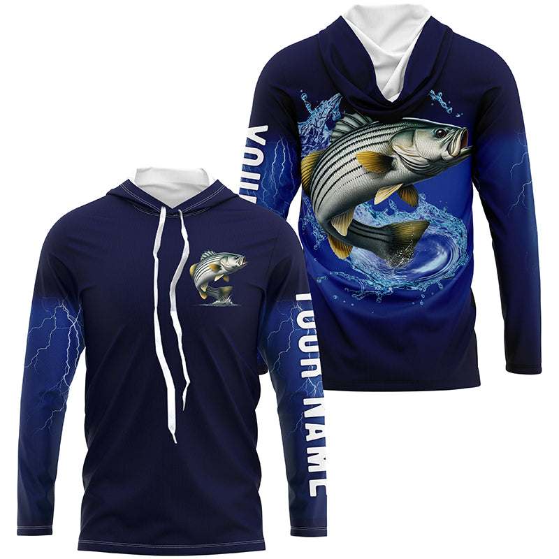 Striped Bass Fishing Blue lightning Custom Long sleeve fishing, striper fishing NQS326