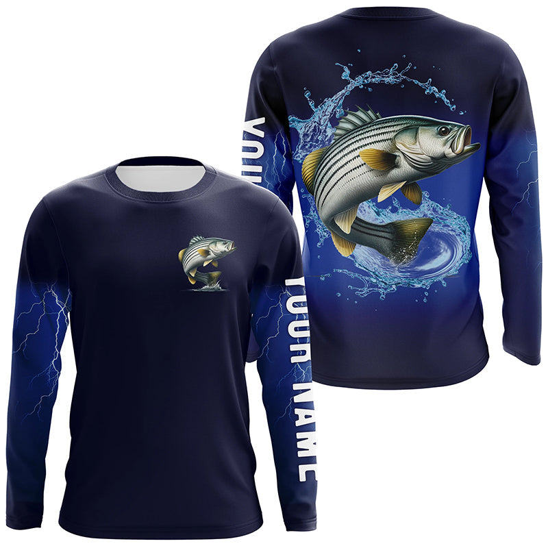 Striped Bass Fishing Blue lightning Custom Long sleeve fishing, striper fishing NQS326