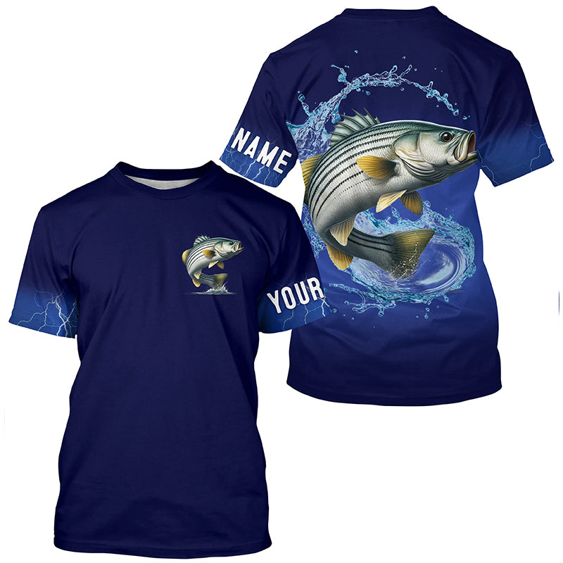 Striped Bass Fishing Blue lightning Custom Long sleeve fishing, striper fishing NQS326