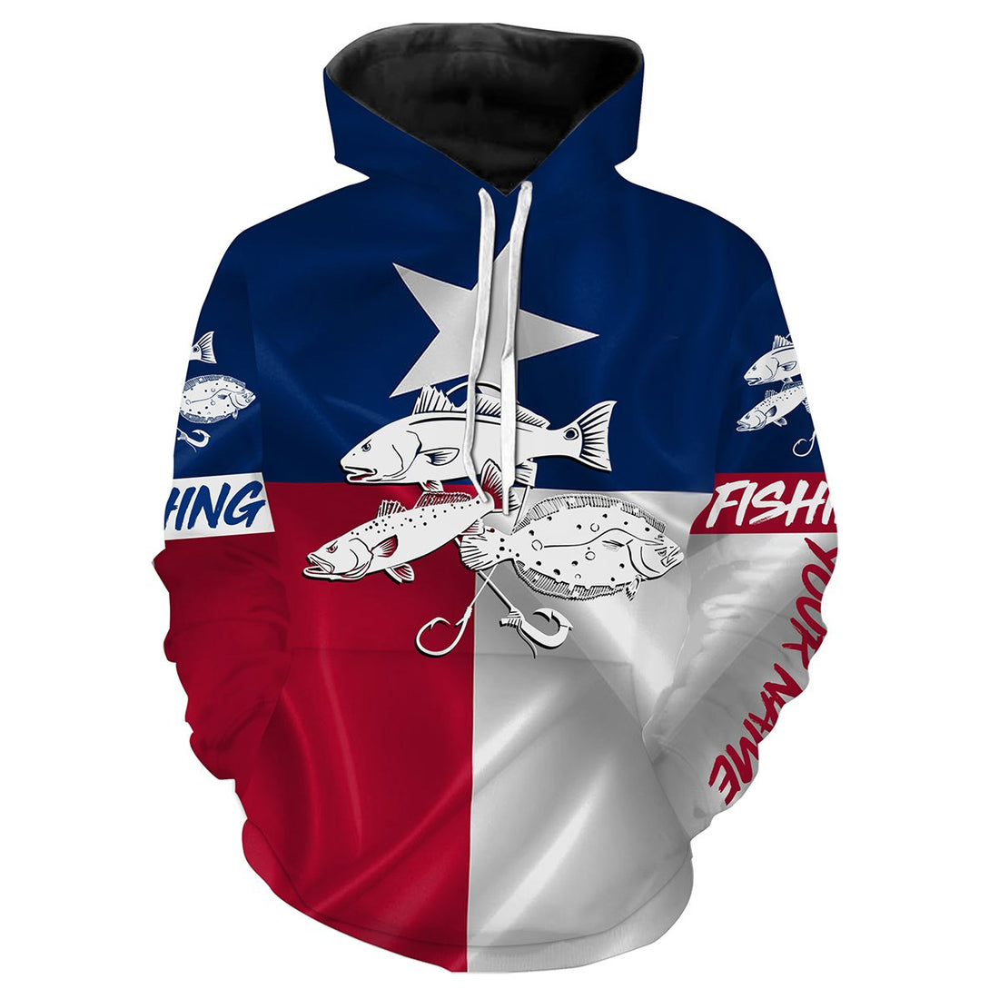 Redfish trout flounder Tattoo Texas Slam fishing Texas Flag 3D All Over print saltwater personalized fishing apparel for Adult and kid NQS391