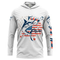 Marlin fishing American flag patriot 4th July Customize name long sleeves UV protection fishing NQS2032