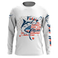Marlin fishing American flag patriot 4th July Customize name long sleeves UV protection fishing NQS2032