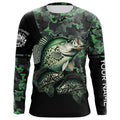 Crappie fishing black green camo personalized custom name sun protection long sleeve fishing NQS3837