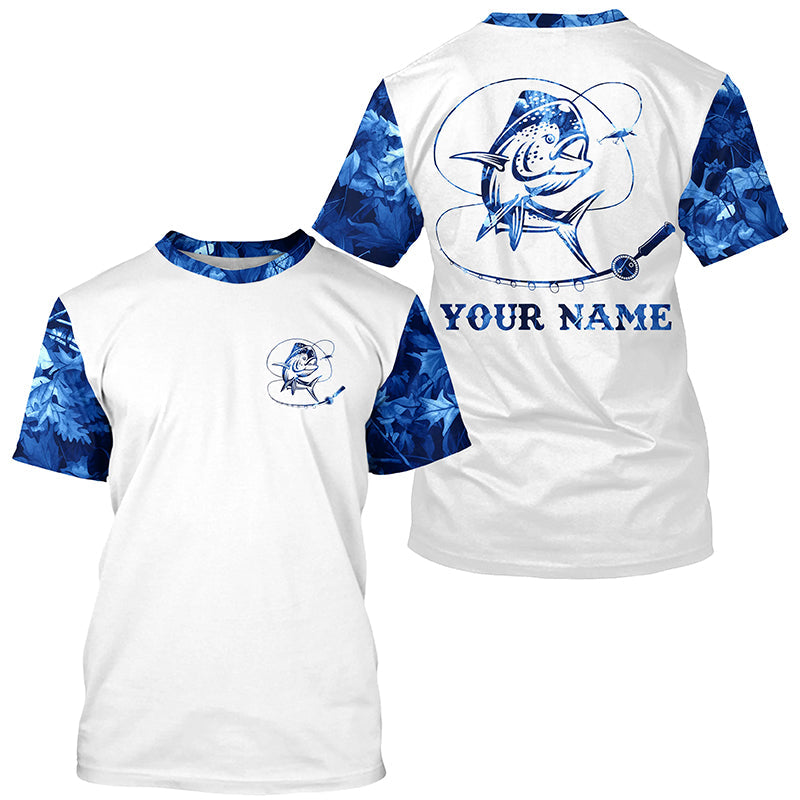 Mahi Mahi ( Dorado) fishing blue camo UV protection Customize name long sleeves fishing NQS916