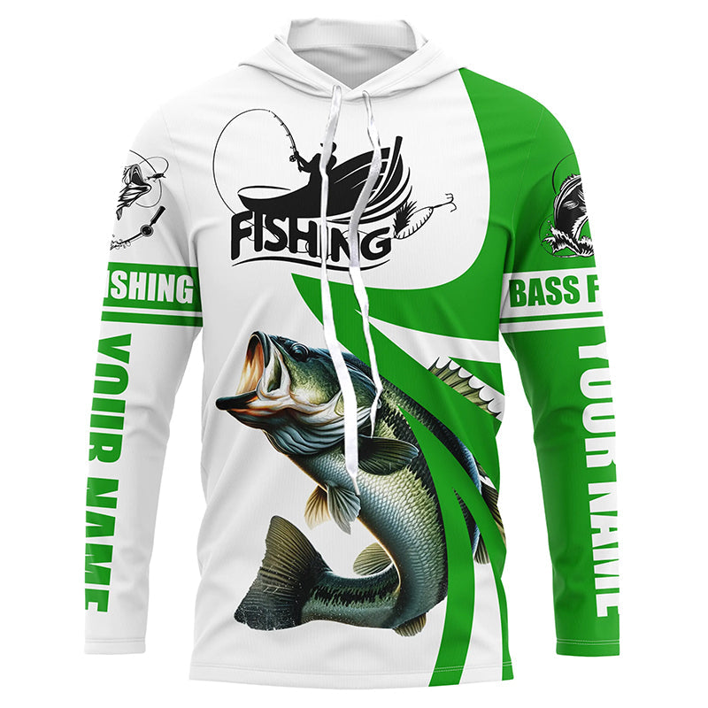 Largemouth bass fishing Custom Name sun protection long sleeve fishing, women | Green NQS4816