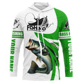 Largemouth bass fishing Custom Name sun protection long sleeve fishing, women | Green NQS4816